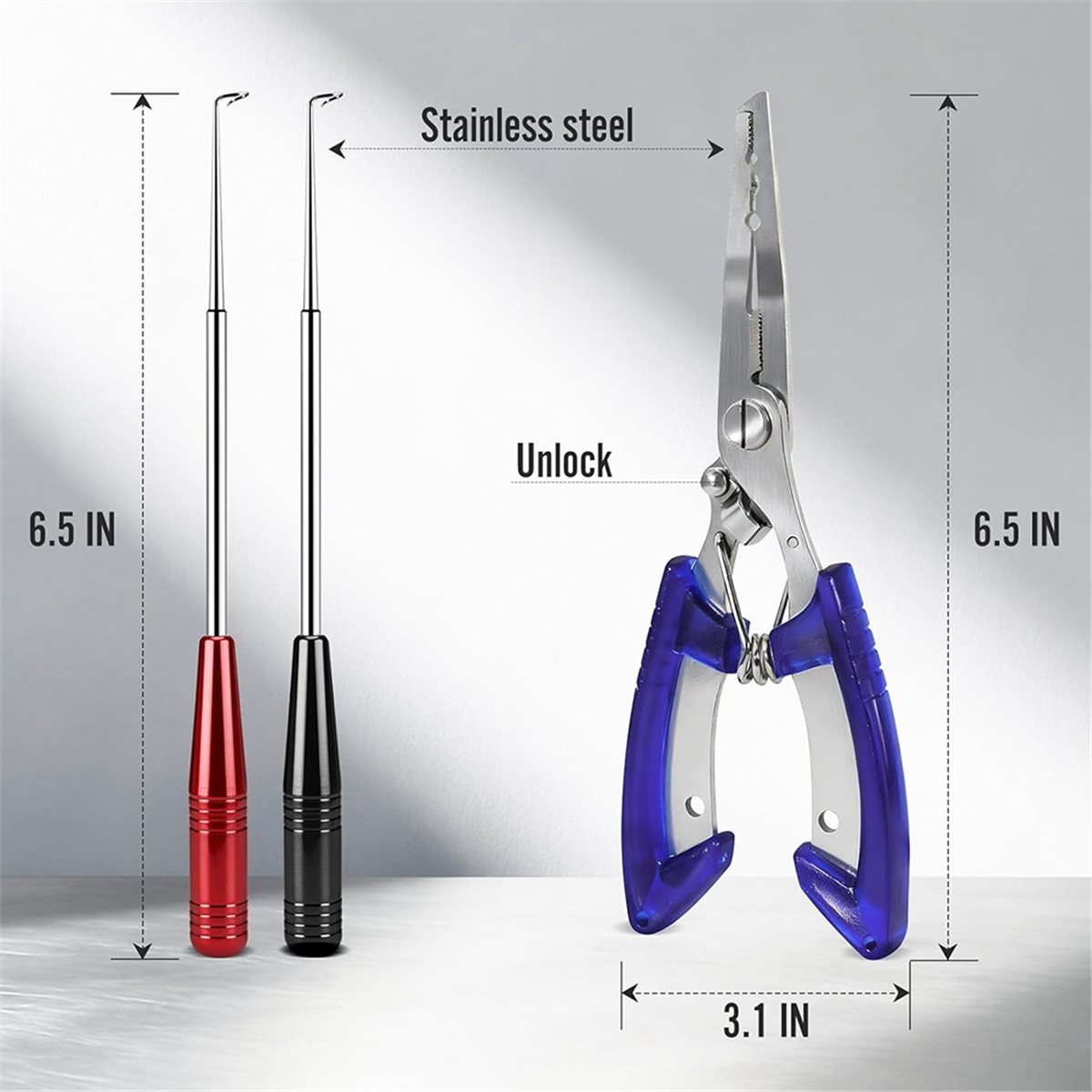 Fishing Hook Stainless Steel - T34C เครื่องมือถอดเบ็ดตกปลาและชุดคีมตกปลา - 2 เครื่องมือถอดเบ็ดสแตนเลส +